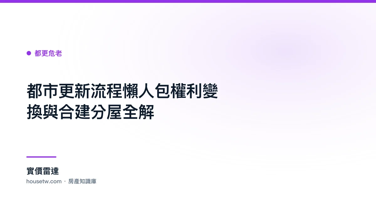 都市更新流程懶人包:權利變換與合建分屋全解｜實價雷達